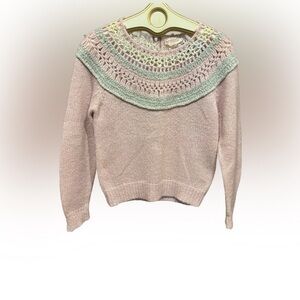 Elegant Pink and Mint Crochet Sweater
